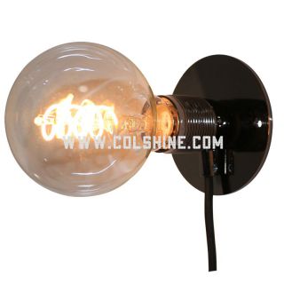 E27 vintage metal wall light with fabric cable